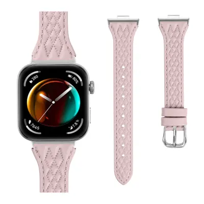 Usnjen pašček za uro Huawei Watch Fit 3 - diamantni vzorec Pink