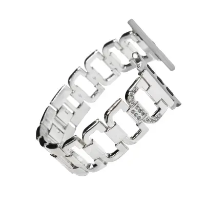 Pas za pametno uro Diamantni pas za uro v obliki črke D z okvirjem za uro za Fitbit Blaze Silver