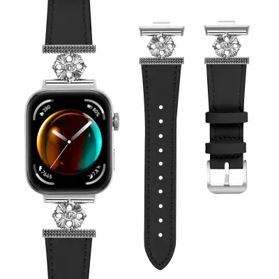 Pašček za uro iz pravega usnja za Huawei Watch Fit 3 Black
