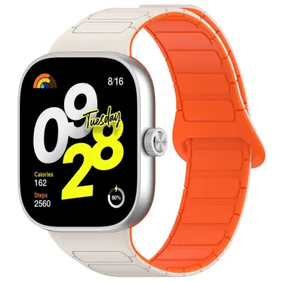 Silikonski pašček za uro Xiaomi Redmi Watch 4/Mi Band 8 Pro/9 Pro White+Orange