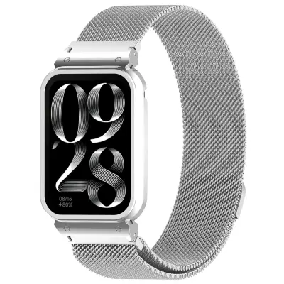 Pašček za uro za Xiaomi Mi Band 8 Pro - kovinski okvir z milansko zanko Silver