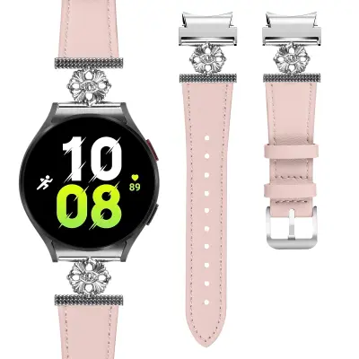 Pašček za uro iz pravega usnja za Samsung Watch 4/5/6/7 Pink