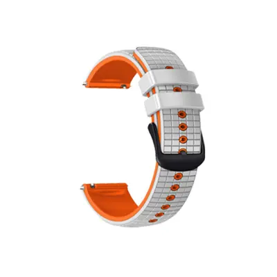 Silikonski pašček za uro za SAMSUNG Galaxy Watch 3 & Garmin Forerunner 255 White+Orange 22 mm
