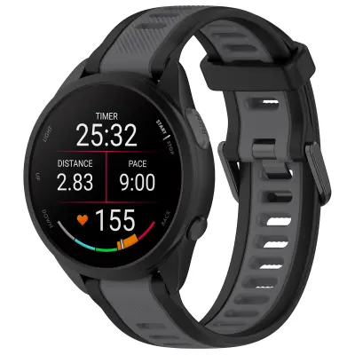 22 mm pas za uro iz silikona Black+Grey
