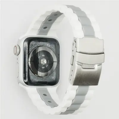 Dvobarvni silikonski pašček za uro za Apple Watch Series 1-7 & SE White+Grey