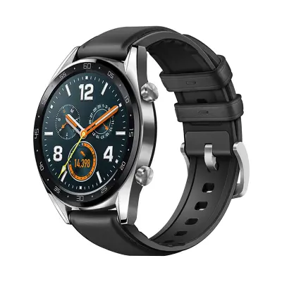 Eleganten usnjen pašček za uro Huawei GT4/Samsung Watch 6 Black 22 mm