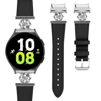 Pašček za uro iz pravega usnja za Samsung Watch 4/5/6/7 Black