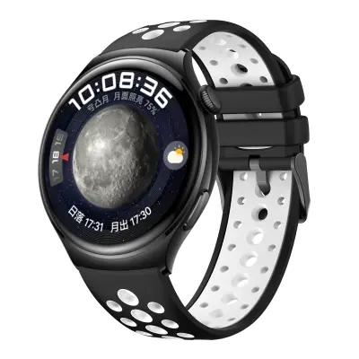Silikonski pašček za uro Huawei Watch 4/3, GT2, GT3 Pro Black+White M