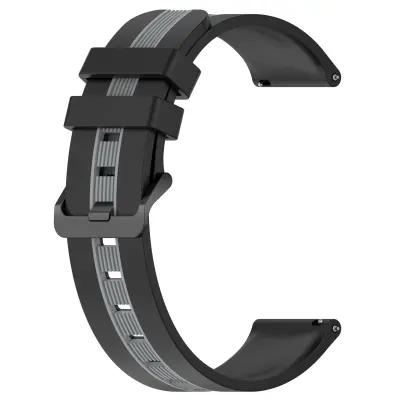 22 mm silikonski pas za ure Garmin/Samsung/Xiaomi Black+Grey