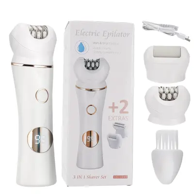 3-v-1 komplet za nego - brivnik, epilator in pilica za stopala White+Gold