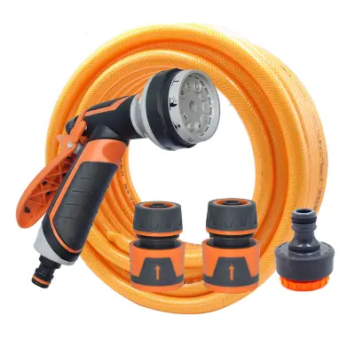 Komplet 15 m cevi za vodo, cev za brizgalno pištolo, šobe za vrtno cev, visokotlačna vodna pištola