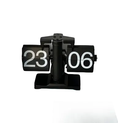 Starinska kovinska preklopna ura s samoobračljivimi številkami Black