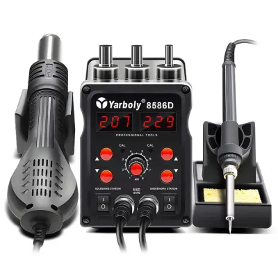 2v1 700W spajkalna postaja na vroči zrak LCD in 60W spajkalnik do 500°C