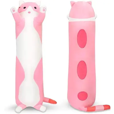 Plišasti podporni valj in blazina 50 cm muca roza