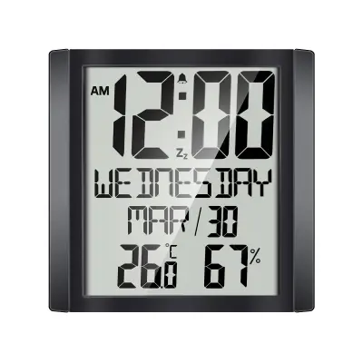Velika digitalna stenska ura z datumom in temperaturo