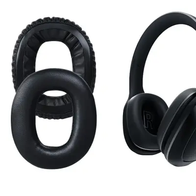 Ušesne blazinice iz beljakovinskega usnja za Xiaomi, paket 2 kosov Black