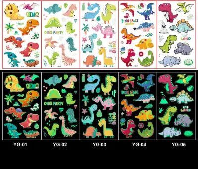 Začasne tetovaže/nalepke z risankami in motivi, ki se svetijo v temi   Dinasur A