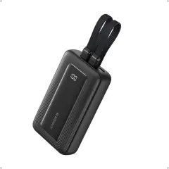 Anker Zolo Powerbank 20000 mAh, 30W z vgrajenima kabloma USB-C + Lightning, črn