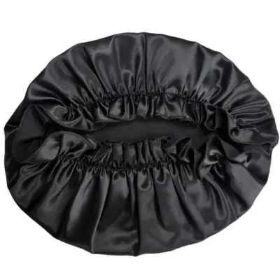 Luksuzna svilena spalna kapa za ženske, 30 momme Black