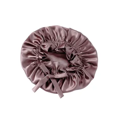 Razkošna dvoslojna svilena spalna kapa 16 Momme Pink