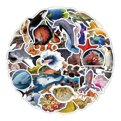 Paket živalskih nalepk - ljubke in vodoodporne nalepke za otroke in odrasle   oceansko življenje