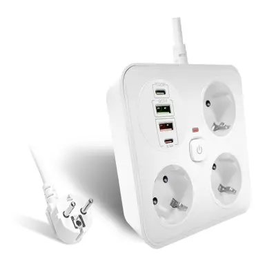EU vtič za hitro polnjenje, evropska posebna vtičnica s 3 luknjami z velikimi razmiki White