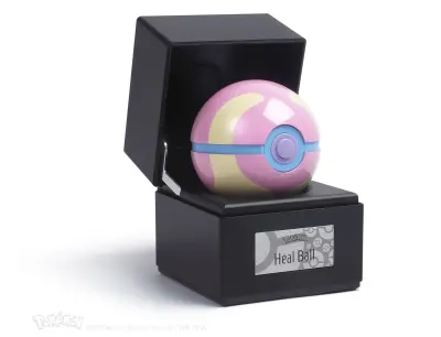 The Wand Company Heal Ball Authentic Replica - Realistična, elektronska, die-cast poké žoga s funkcijami osvetlitve v ohišju – uradno licenciran s str