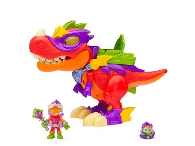 Podrežniki Kaboom, V -Rex Superdino - zgibna zlikovca dinozavra z lučmi in zvočnimi učinki, 1 ekskluzivnim otrokom Kazoom in 1 ekskluzivno nadrejenost