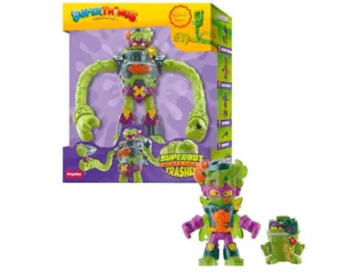 SuperThings Superbot Power Arms Trasher - zgibni zlikovski robot s prilagodljivimi rokami in bojno dodatno opremo. Vključuje 1 ekskluzivno Kazoom Kid