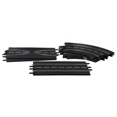 Carrera, 3 kompleti za razširitev dirkališ?a 4 krivulje / 2 menjave voznih pasov / 2 ravnine 1/24 merila, ?rna