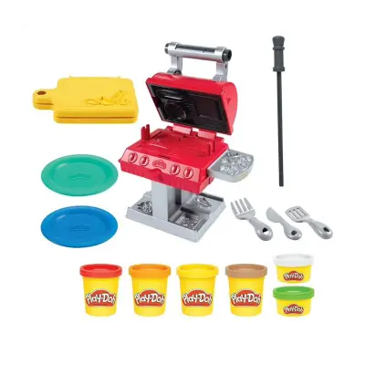 Hasbro, Le Roi du Grill Play-Doh kuhinjske kreacije z glino za modeliranje in dodatki, Ve?barvno