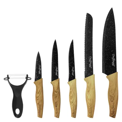 Cheffinger, Set 6 nožev z lesenimi ro?aji in magnetno škatlo, ?rna