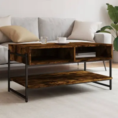 The Living Store Klubska mizica dimljeni hrast 90x50x45 cm inženirski les - Klubska Mizica