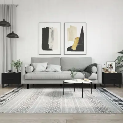 The Living Store Klubske mizice 2 kosa črne 50x50x40 cm inženirski les - Klubska Mizica