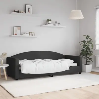 The Living Store Raztegljiva postelja črna 80x200 cm blago - Raztegljiv Kavč
