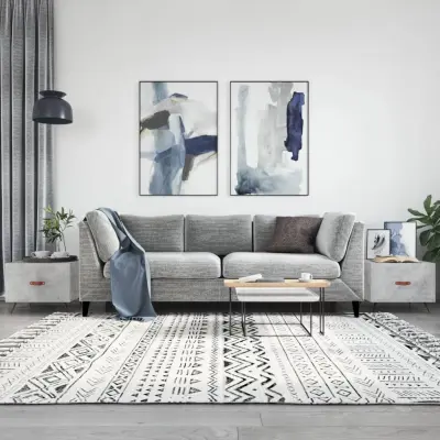 The Living Store Klubske mizice 2 kosa betonsko sive 50x50x40 cm konstruiran les - Klubska Mizica