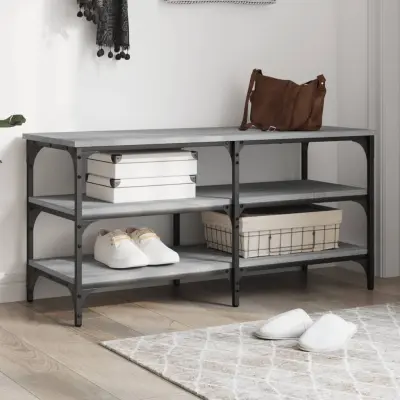 The Living Store Klop za čevlje siva sonoma 100x38,5x49 cm inženirski les - Klop Za Čevlje
