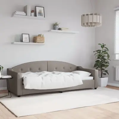 The Living Store Raztegljiv kavč taupe 80x200 cm blago - Raztegljiv Kavč