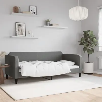 The Living Store Raztegljiva postelja temno siva 90x190 cm blago - Raztegljiv Kavč