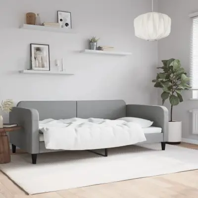The Living Store Raztegljiva postelja svetlo siva 100x200 cm blago - Raztegljiv Kavč