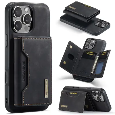 Ovitek z magnetno denarnico M2 za iPhone 16 Pro Max - črn