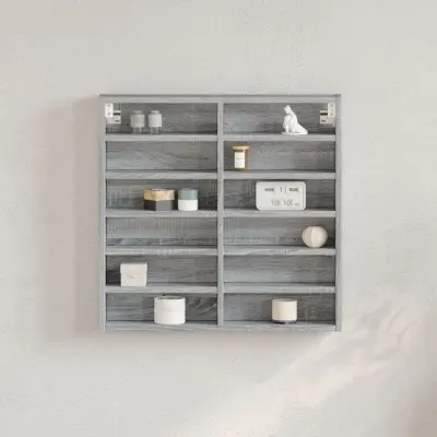 The Living Store Vitrina siva sonoma 60x8,5x58 cm inženirski les - Vitrina