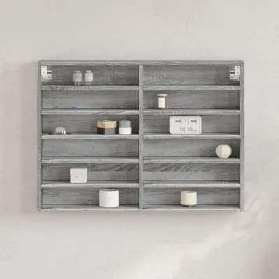 The Living Store Vitrina siva sonoma 80x8,5x58 cm inženirski les - Vitrina