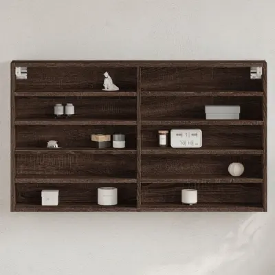 The Living Store Vitrina rjav hrast 100x15x58 cm inženirski les - Vitrina