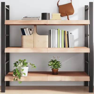 The Living Store Stenska polica 120x60x(2-6) cm neobdelana trdna hrastovina - Stenska Polica