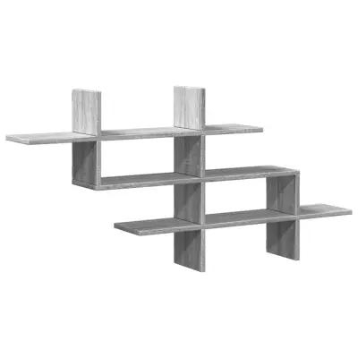 vidaXL Stenska polica siva sonoma 124,5x18x60,5 cm inženirski les