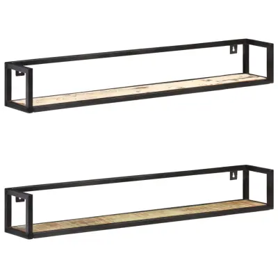 The Living Store Stenske police 2 kosa 120 cm trden predelan les - Stenska Polica