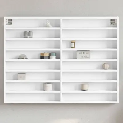 The Living Store Vitrina bela 100x8,5x75 cm iverna plošča - Vitrina