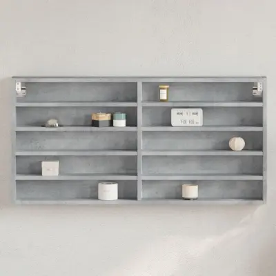 The Living Store Vitrina betonsko siva 100x8,5x50 cm inženirski les - Vitrina