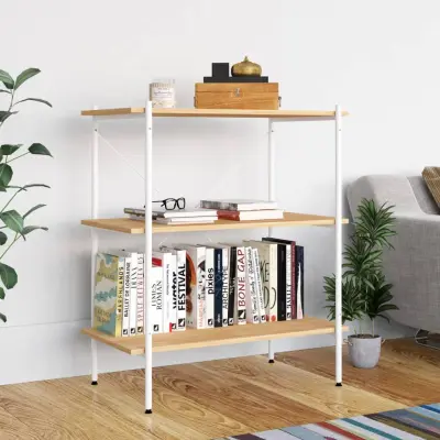 The Living Store 3-nadstropni regal s policami bel in hrast 80x40x92 cm - Regalna Enota